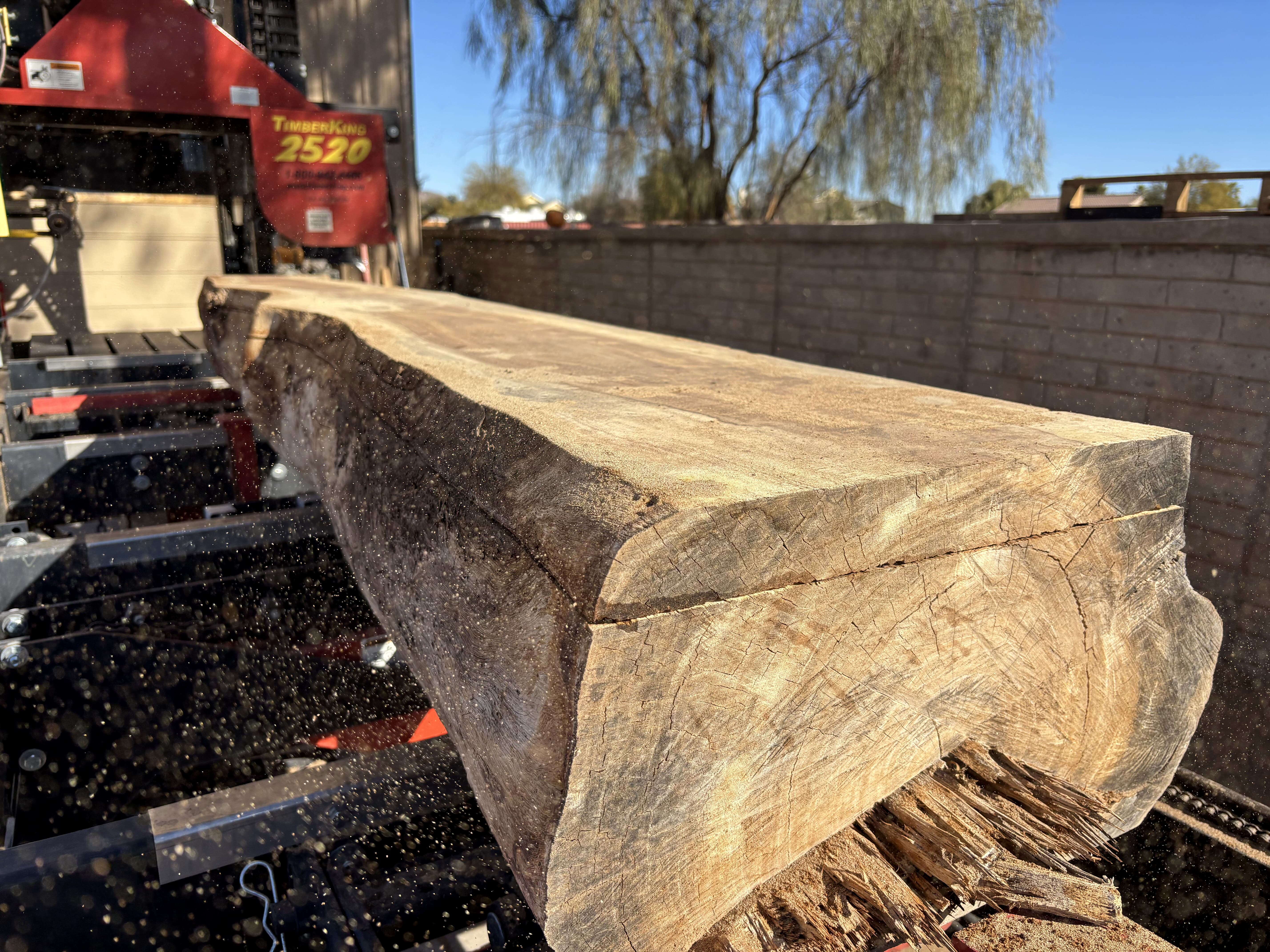 Freshly milled live-edge boards