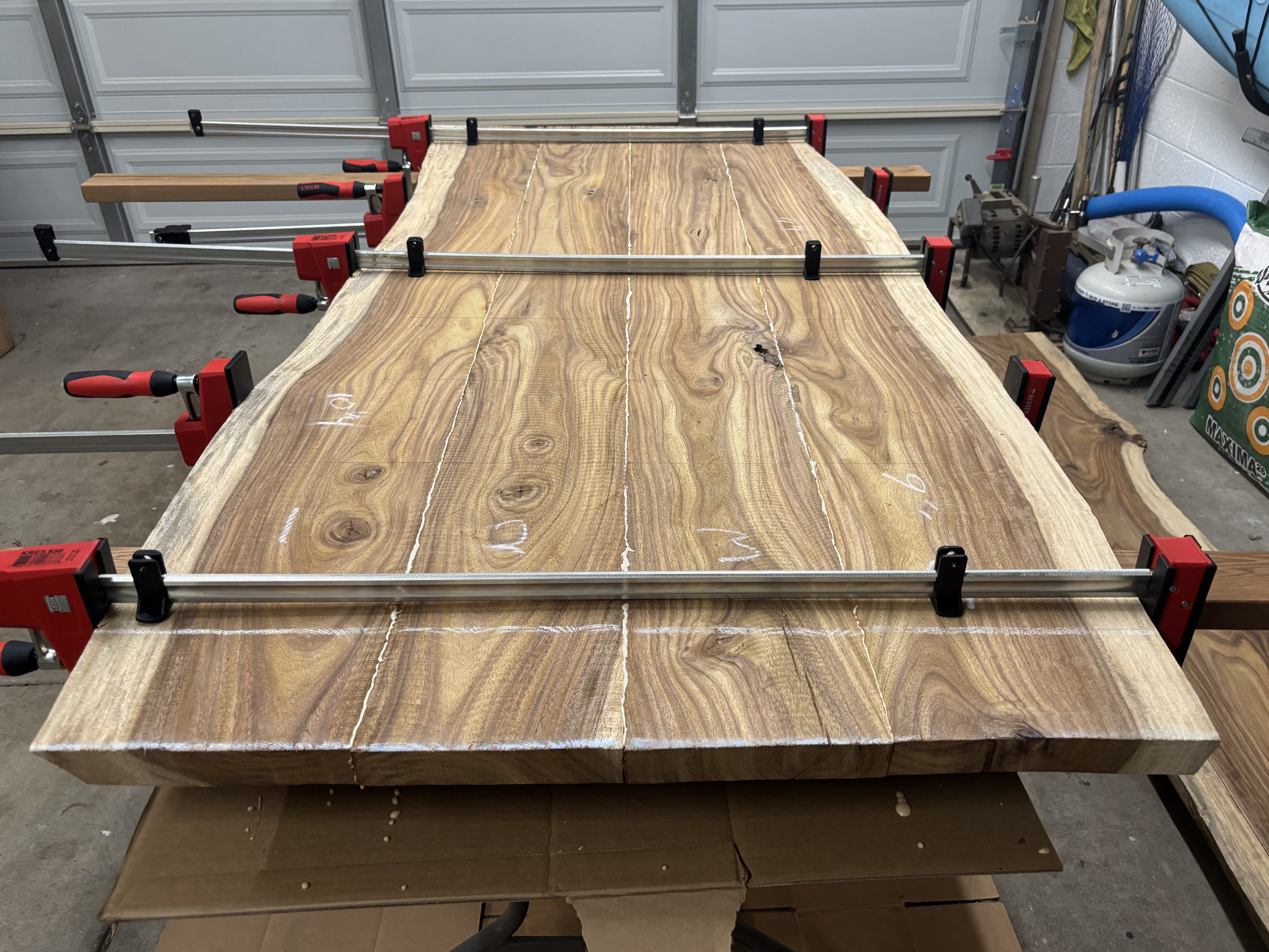 Clamped and curing