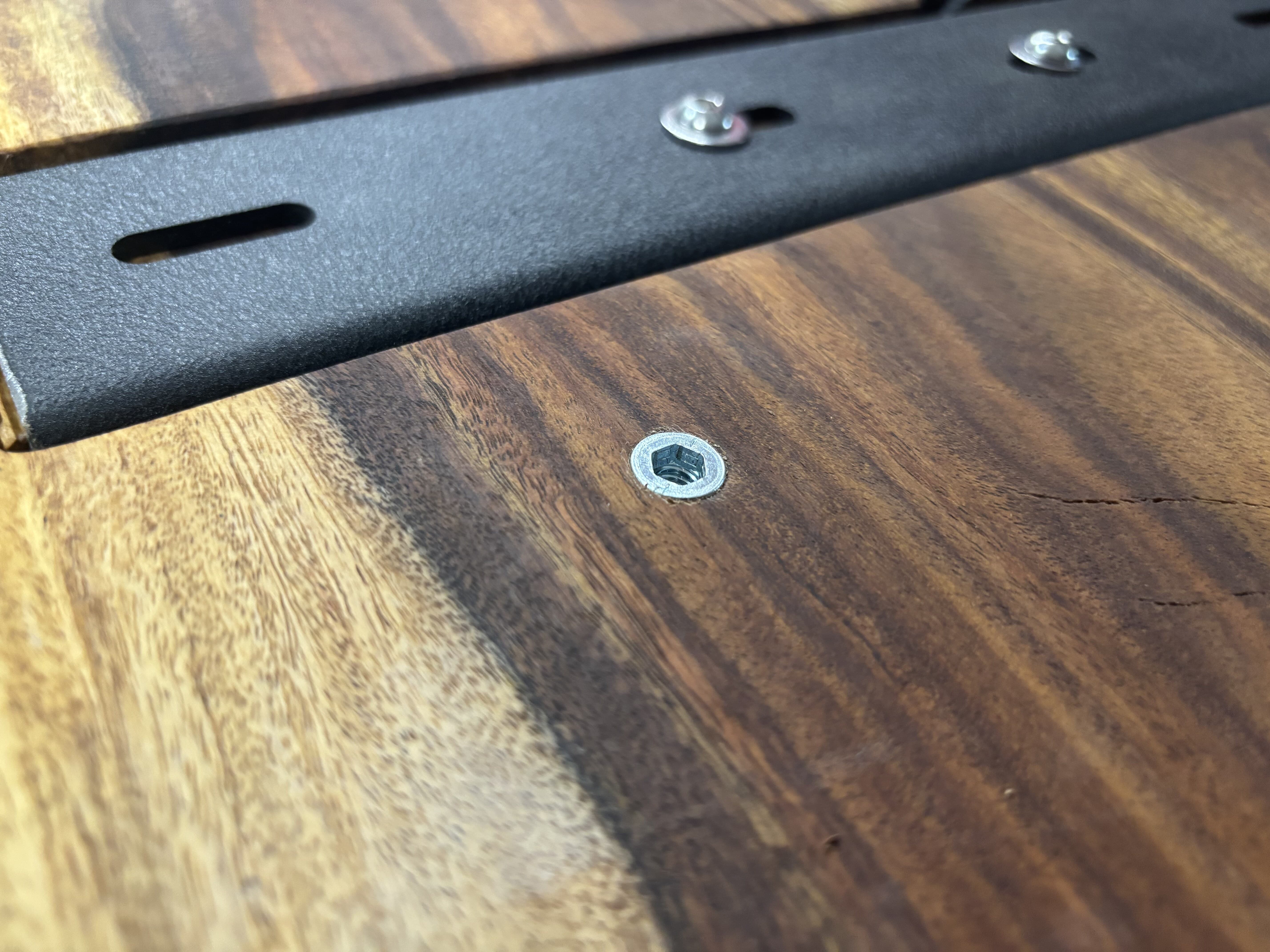 Powder-coated steel leg detail