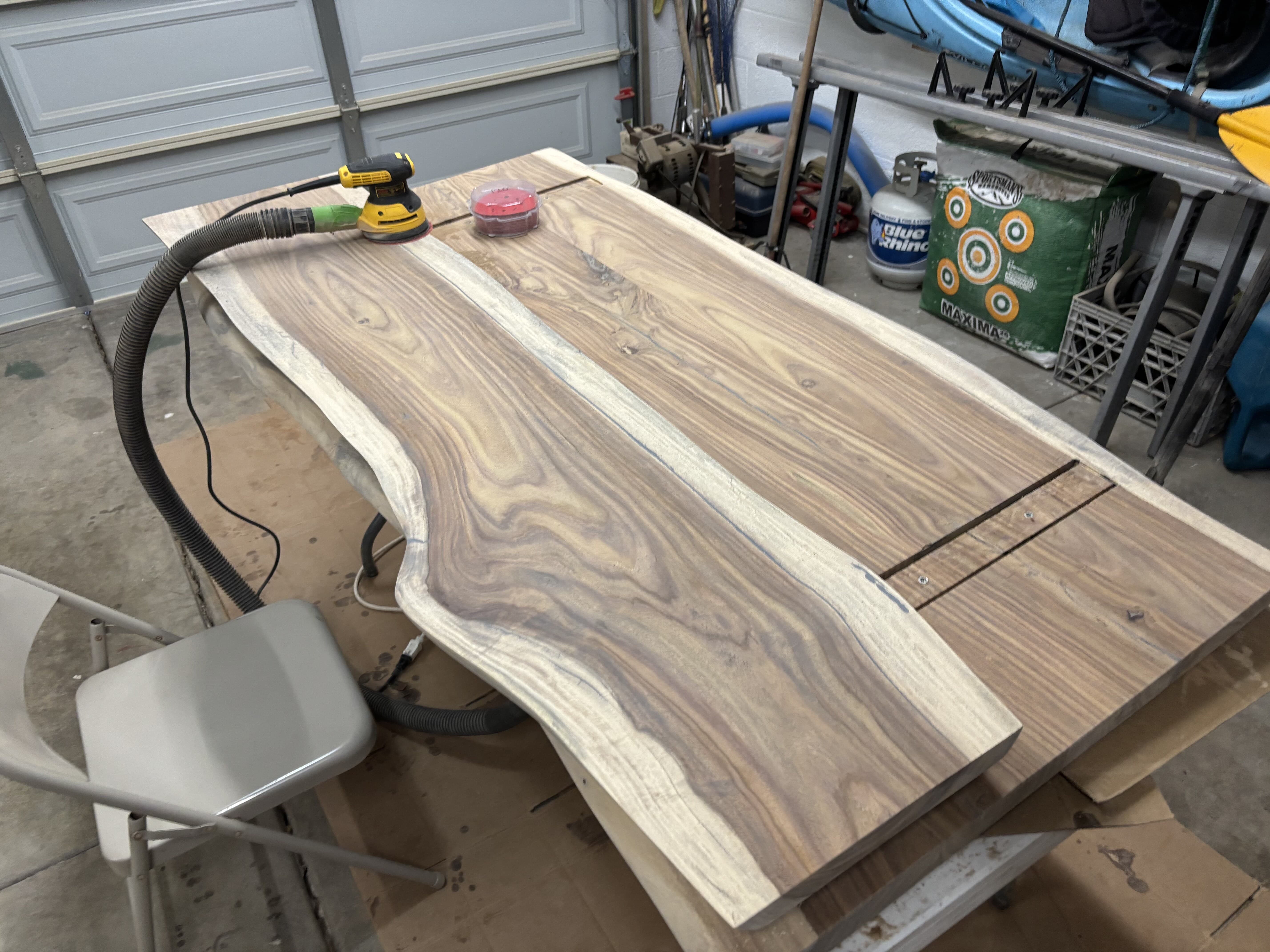 The bare top staged for final sanding
