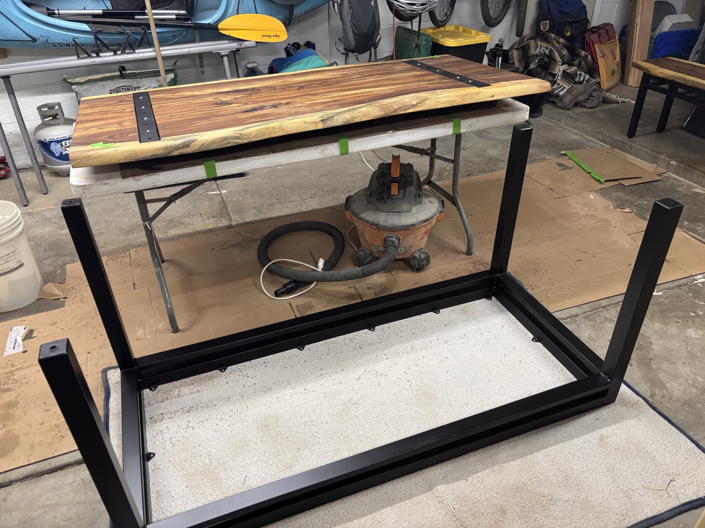 Table upright in room